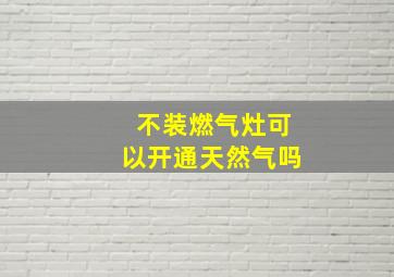 不装燃气灶可以开通天然气吗