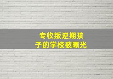 专收叛逆期孩子的学校被曝光