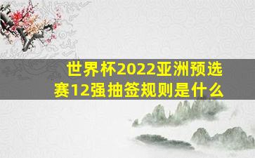 世界杯2022亚洲预选赛12强抽签规则是什么