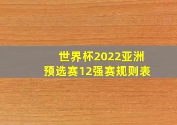 世界杯2022亚洲预选赛12强赛规则表