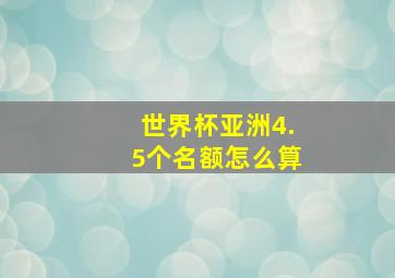 世界杯亚洲4.5个名额怎么算