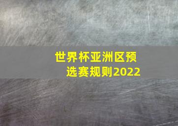 世界杯亚洲区预选赛规则2022