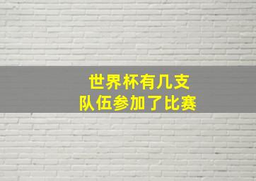 世界杯有几支队伍参加了比赛