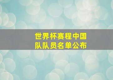 世界杯赛程中国队队员名单公布