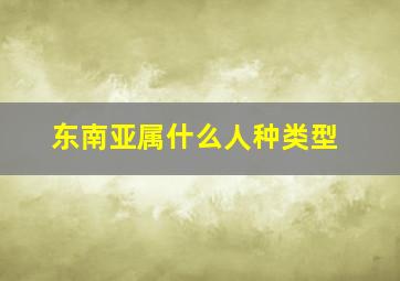 东南亚属什么人种类型