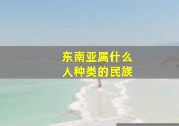 东南亚属什么人种类的民族