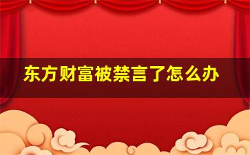 东方财富被禁言了怎么办