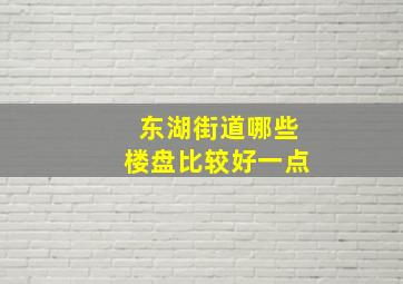 东湖街道哪些楼盘比较好一点