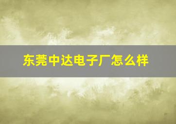 东莞中达电子厂怎么样