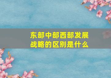 东部中部西部发展战略的区别是什么