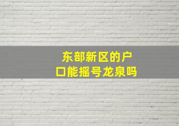 东部新区的户口能摇号龙泉吗