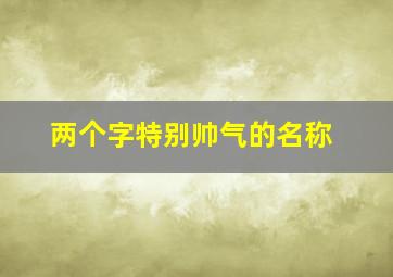 两个字特别帅气的名称