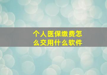 个人医保缴费怎么交用什么软件