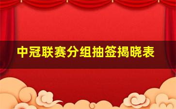 中冠联赛分组抽签揭晓表