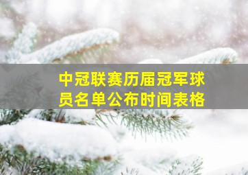 中冠联赛历届冠军球员名单公布时间表格