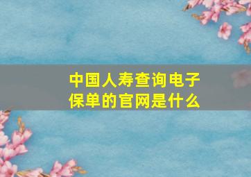 中国人寿查询电子保单的官网是什么