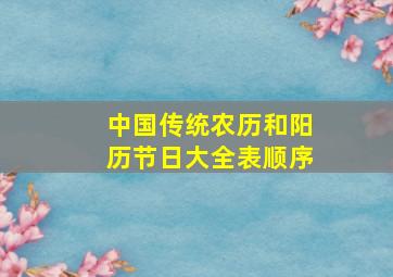 中国传统农历和阳历节日大全表顺序