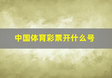 中国体育彩票开什么号