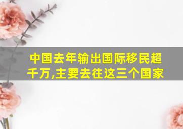 中国去年输出国际移民超千万,主要去往这三个国家