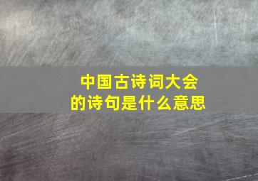 中国古诗词大会的诗句是什么意思