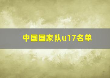 中国国家队u17名单