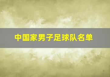 中国家男子足球队名单