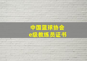 中国篮球协会e级教练员证书