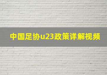 中国足协u23政策详解视频