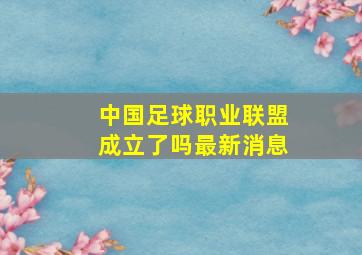 中国足球职业联盟成立了吗最新消息