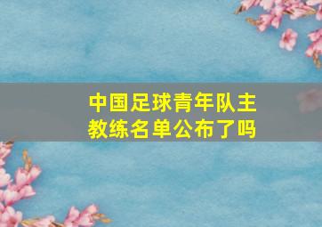 中国足球青年队主教练名单公布了吗