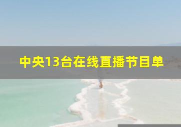 中央13台在线直播节目单