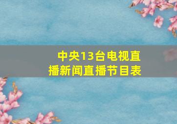 中央13台电视直播新闻直播节目表