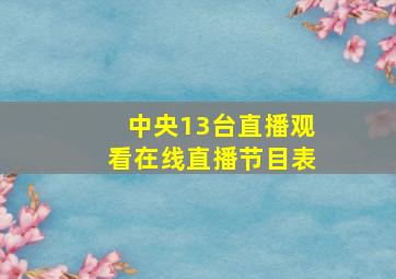 中央13台直播观看在线直播节目表