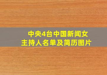 中央4台中国新闻女主持人名单及简历图片