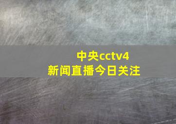 中央cctv4新闻直播今日关注