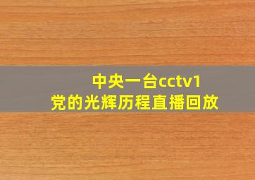 中央一台cctv1党的光辉历程直播回放