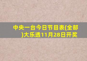 中央一台今日节目表(全部)大乐透11月28日开奖