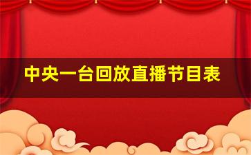 中央一台回放直播节目表