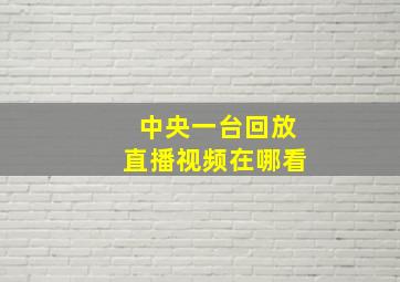 中央一台回放直播视频在哪看