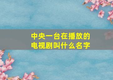 中央一台在播放的电视剧叫什么名字