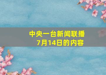 中央一台新闻联播7月14日的内容