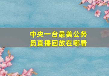 中央一台最美公务员直播回放在哪看