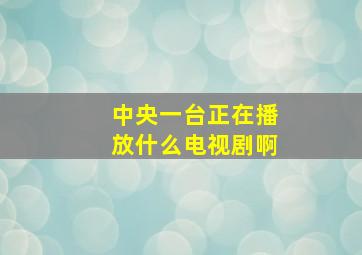 中央一台正在播放什么电视剧啊