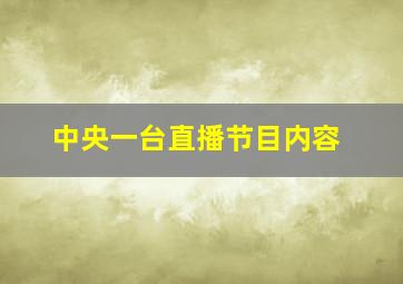 中央一台直播节目内容