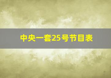 中央一套25号节目表