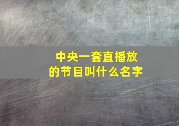 中央一套直播放的节目叫什么名字