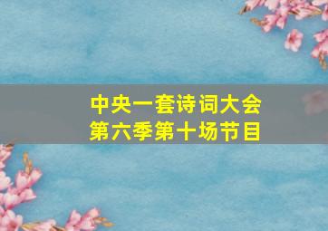 中央一套诗词大会第六季第十场节目