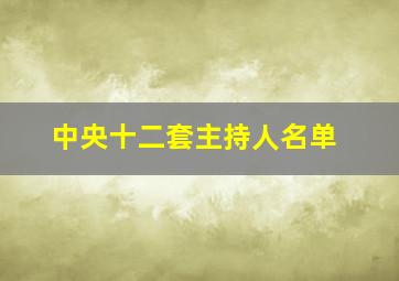 中央十二套主持人名单