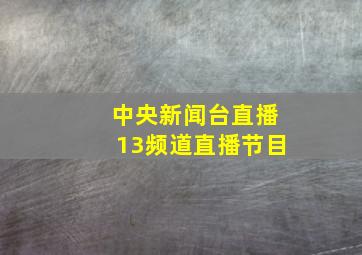 中央新闻台直播13频道直播节目