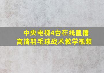 中央电视4台在线直播高清羽毛球战术教学视频